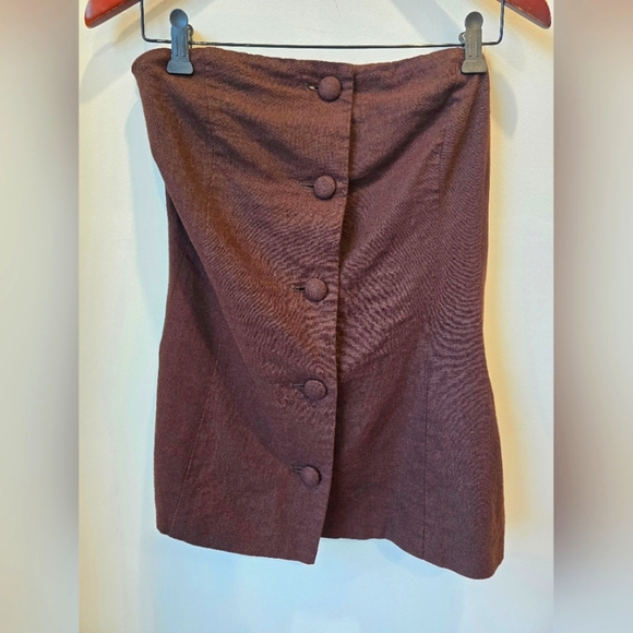 BAILEY Brown LINEN Button-Down CORSET Top Sleevless Size M L - Picture 1 of 6